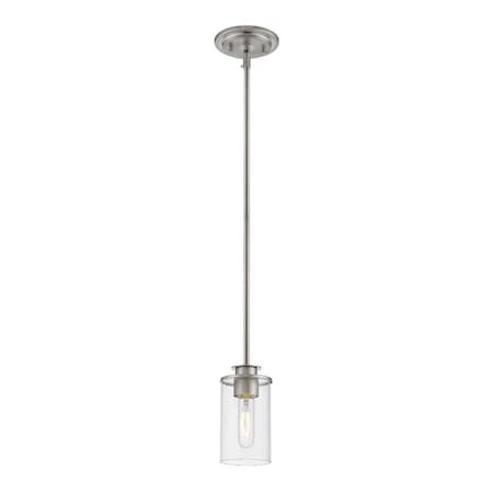 Savannah 1 Light Mini Pendant, Brushed Nickel & Clear